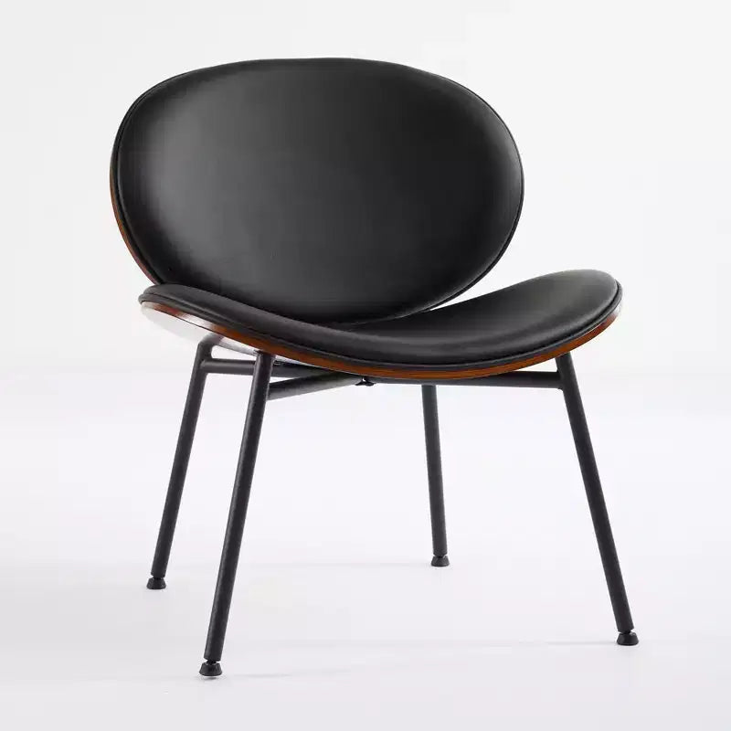 Poltrona d'accento Mid-Century Modern per camera da letto, sedia a conchiglia a gamba unica, sedia lounge in tessuto con schienale in finitura noce