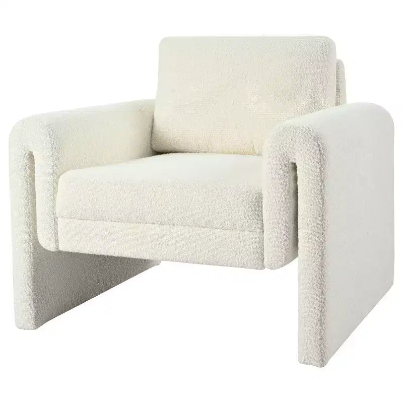 Poltrone d'accento per camera da letto, poltrona d'accento moderna imbottita in boucle, supporto robusto e comfort lussuoso, avorio