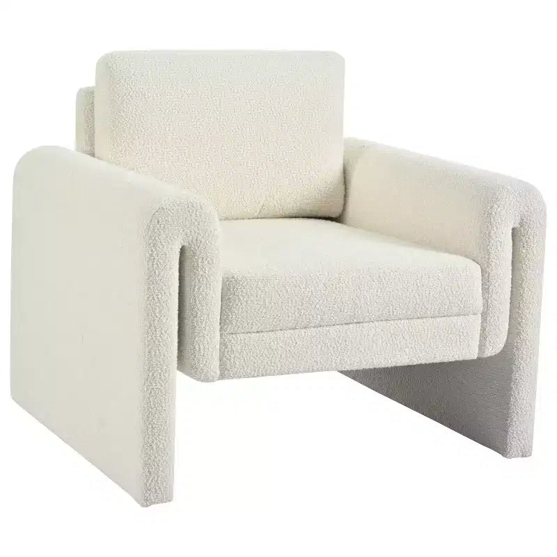 Poltrone d'accento per camera da letto, poltrona d'accento moderna imbottita in boucle, supporto robusto e comfort lussuoso, avorio