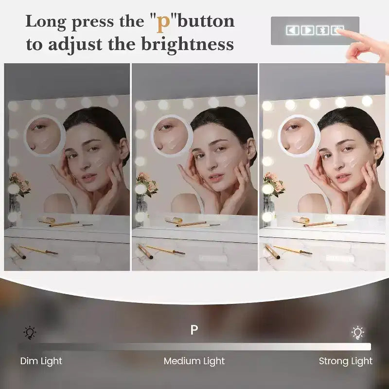 Specchio da trucco con luci regolabili, controllo touch