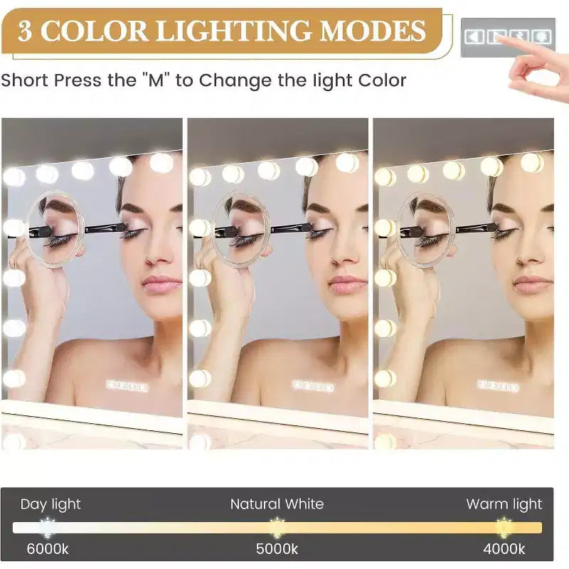 Specchio da trucco con luci regolabili, controllo touch