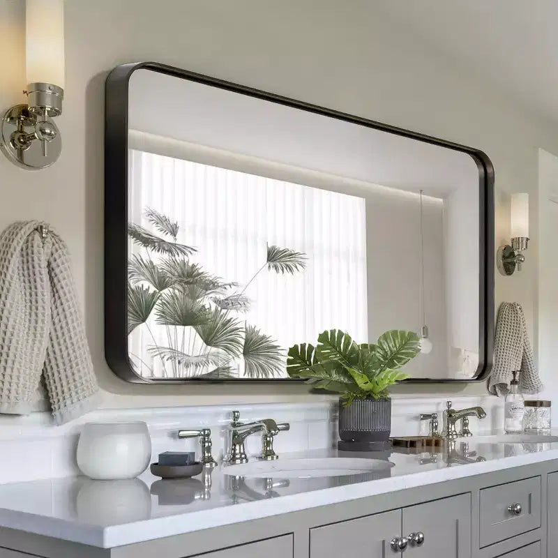 71x31 Rectangle Full-Body Mirror, Black Alloy Aluminium Full Length Mirror, Vanity Mirror for Bathroom, Bedroom Entryway, Living/Dressing Room