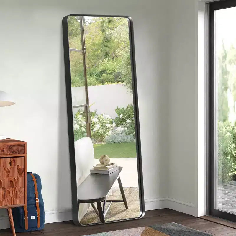Specchio a figura intera 71x31 rettangolare, cornice in lega di alluminio nera, specchio da parete per bagno, camera da letto, ingresso, soggiorno/spogliatoio