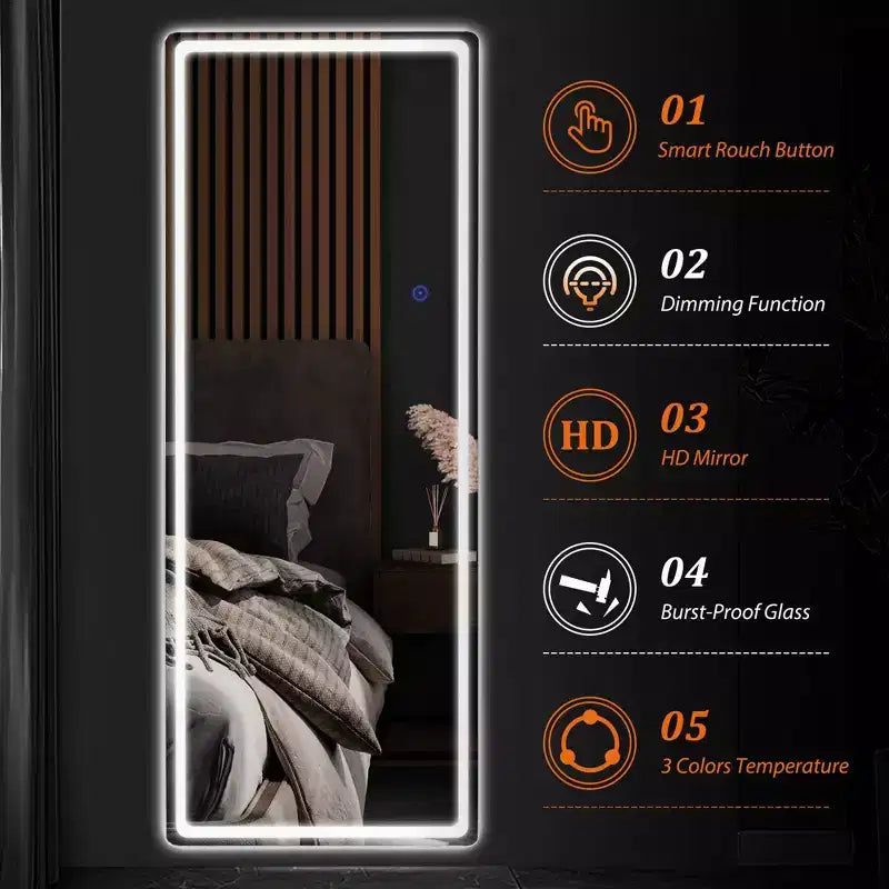 Specchio a figura intera 71x31 rettangolare, cornice in lega di alluminio nera, specchio da parete per bagno, camera da letto, ingresso, soggiorno/spogliatoio