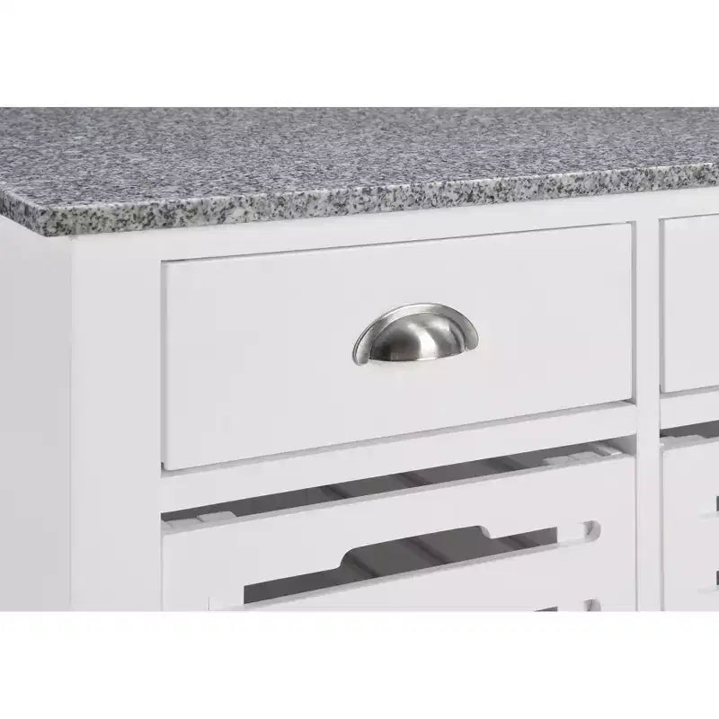 Carrello da Cucina/Isola 30 Mobile con Top in Marmo, Cassetto Inferiore e Cesto Scorrevole in Filo Metallico