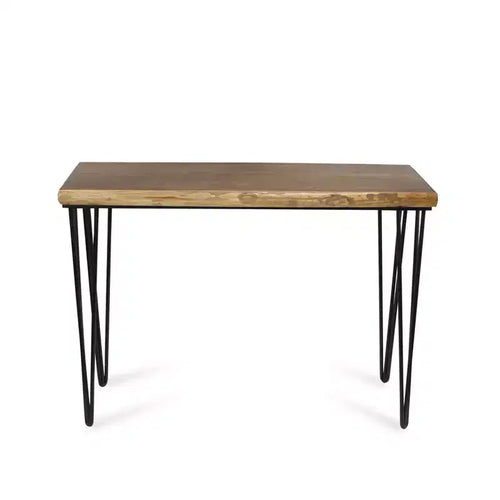 HomeRoots 42 Brown and Black Wood and Metal Distressed Console Table