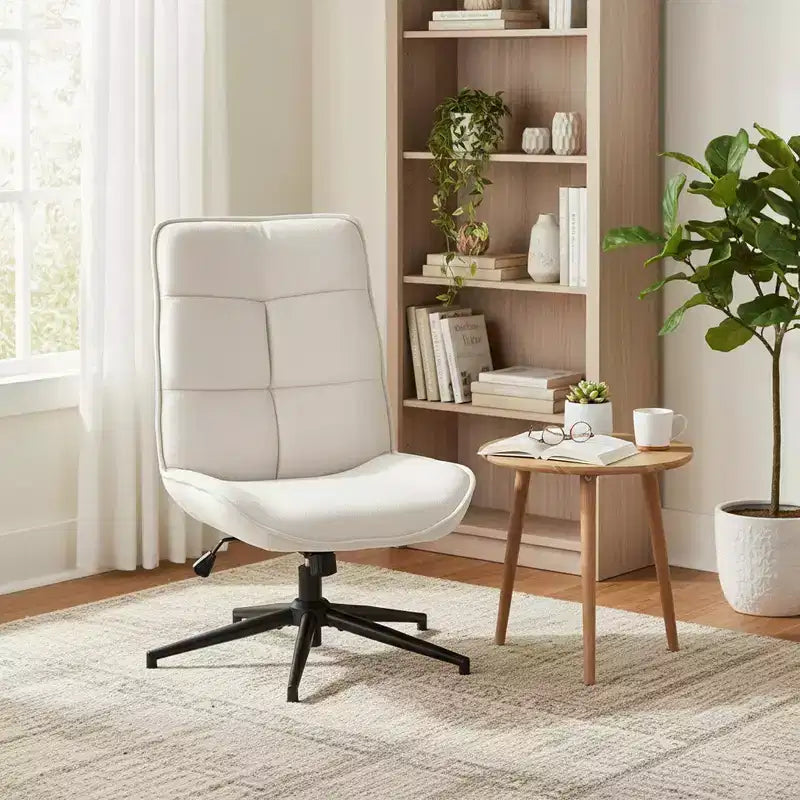 Poltrona Girevole d'Accento per Piccoli Spazi, Imbottita, Beige