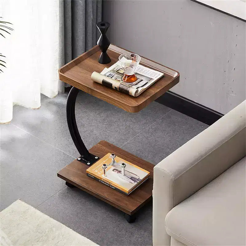 C Table End Table Adjustable Height, 360Swivel TV Tray Table, Couch Tables That slide under, C Shaped Side Tables for Sofa, Bed, Chair