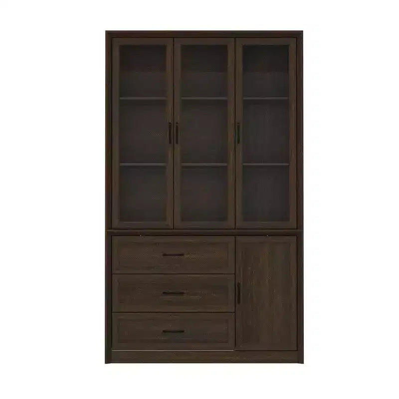 Credenza moderna da cucina con ante in vetro, organizer da cucina a cassetti multipli, dispensa da cucina con vani, facile da montare, perfetta per ogni layout di cucina