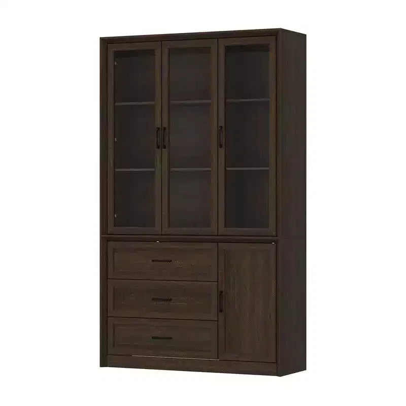 Credenza moderna da cucina con ante in vetro, organizer da cucina a cassetti multipli, dispensa da cucina con vani, facile da montare, perfetta per ogni layout di cucina