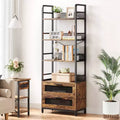 Industrial Bookshelf with Drawers, 4-Tier Rustic Bookcase, 70.87 Tall Display Storage Rack for Bedroom, Living Room, Home Office, Brown