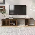 Extendable TV Stand Cat Furniture TV Media Console Cat House Litter Box Enclosure with Cat Scratcher, Walnut - ModernLuxe