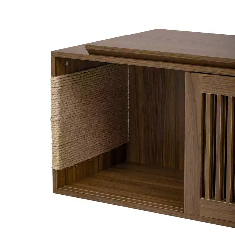 Mobile TV Allungabile Cat Furniture TV Media Console Cat House Cuccia per Gatti Lettiera Chiusa con Tiragraffi per Gatti, Noce - ModernLuxe