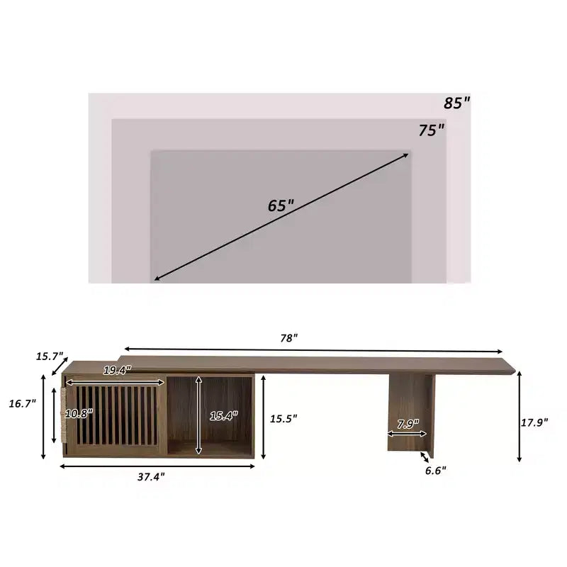 Mobile TV Allungabile Cat Furniture TV Media Console Cat House Cuccia per Gatti Lettiera Chiusa con Tiragraffi per Gatti, Noce - ModernLuxe