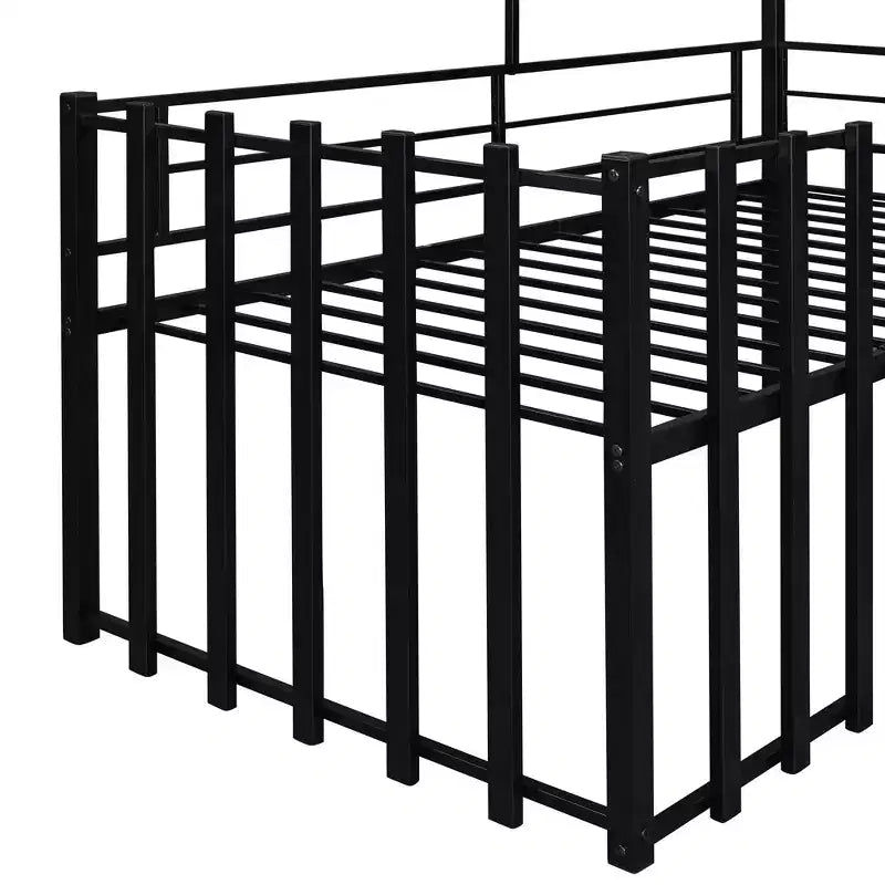 Letto a soppalco Metal House per bambini, struttura letto a soppalco per ragazzi a una piazza e mezza con tetto e finestra