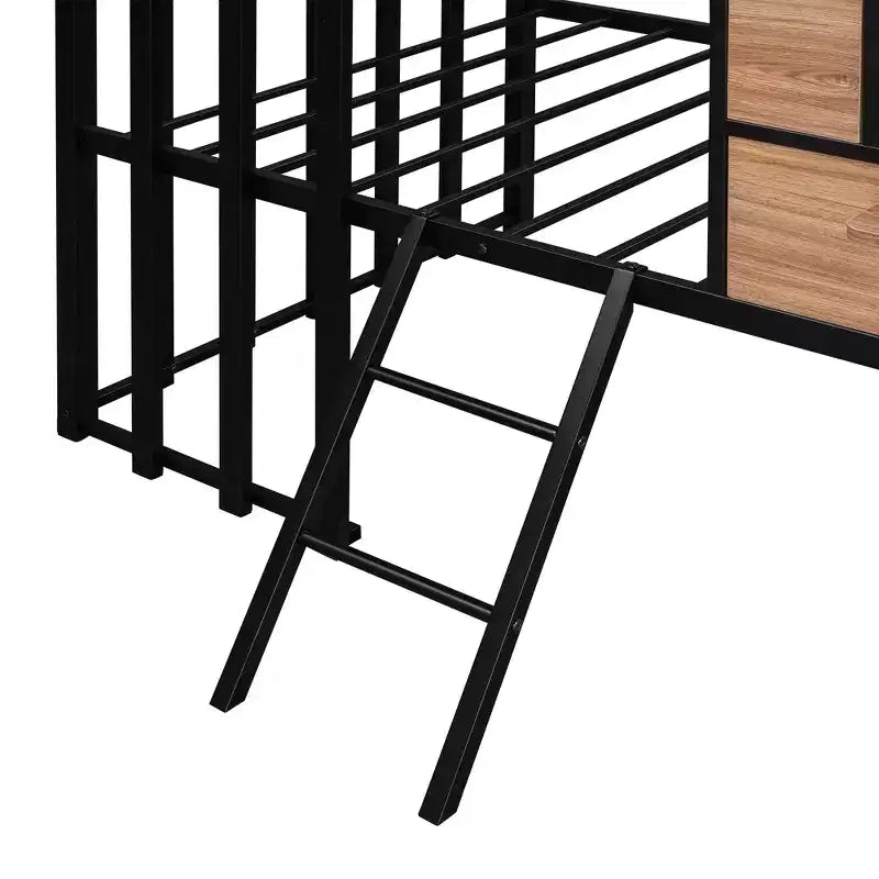 Letto a soppalco Metal House per bambini, struttura letto a soppalco per ragazzi a una piazza e mezza con tetto e finestra