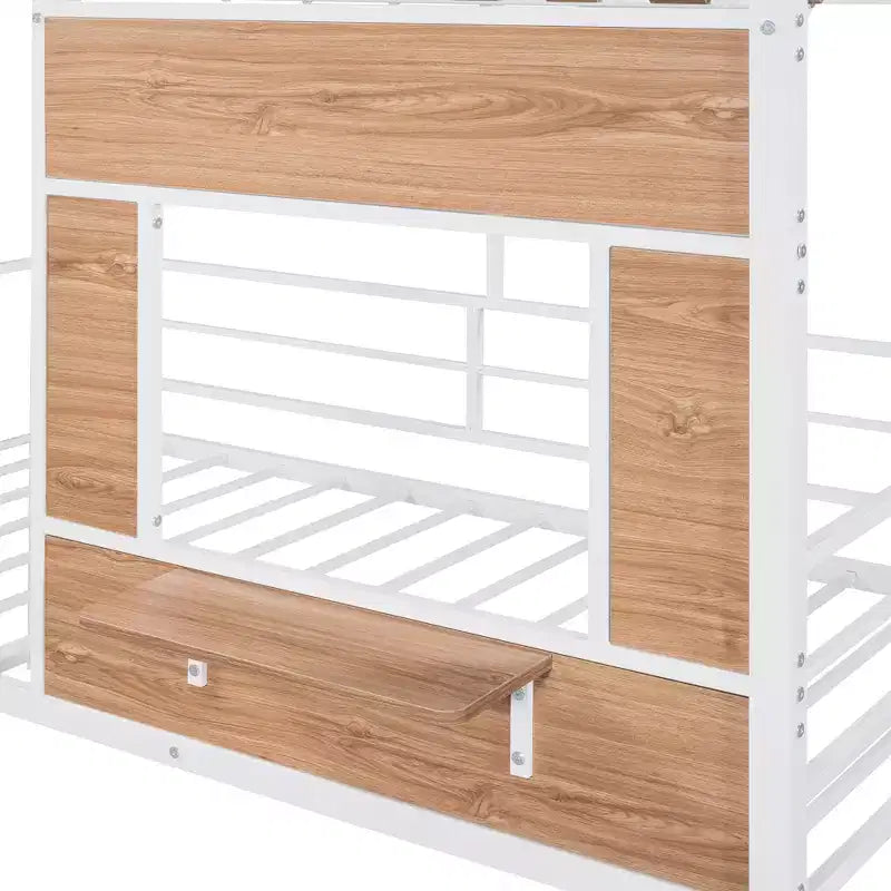 Letto a soppalco Metal House per bambini, struttura letto a soppalco per ragazzi a una piazza e mezza con tetto e finestra