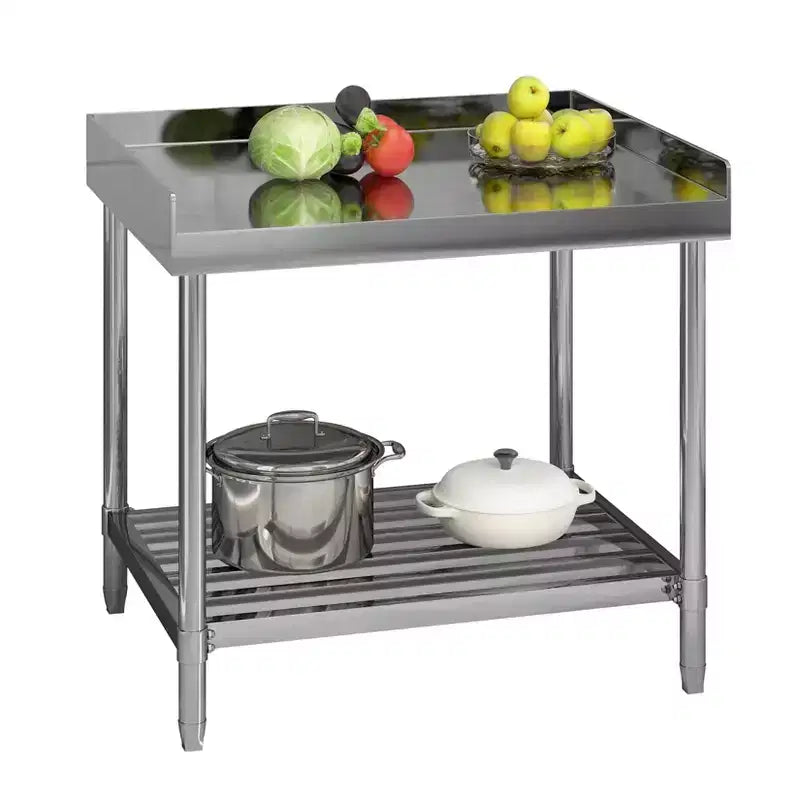 Tavolo in Acciaio Inox, Tavolo da Lavoro Commerciale NSF 36x30 Pollici con Alzatina - Postazione di Lavoro Resistente per Ristorante Casa Hotel