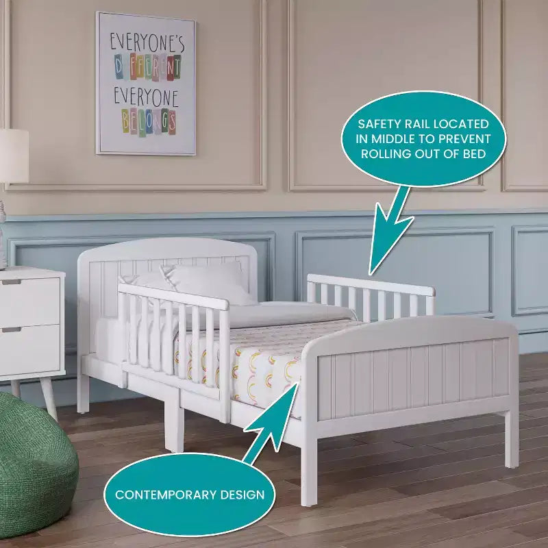 Letto per bambini, struttura in legno massiccio con sponde laterali, per età 1-3 anni