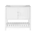 Alaterre Furniture Bennet 36 in. Bathroom Vanity without Top, Freestanding Shaker Cabinet with Soft-Close Doors and Slatted Bottom Shelf, White