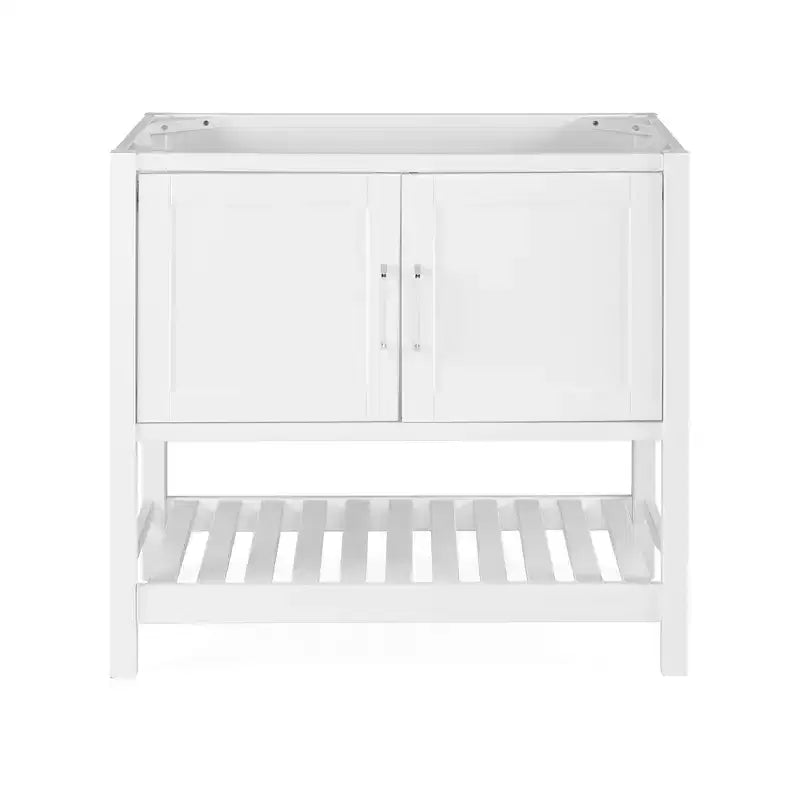 Alaterre Furniture Bennet 36 in. Bathroom Vanity without Top, Freestanding Shaker Cabinet with Soft-Close Doors and Slatted Bottom Shelf, White