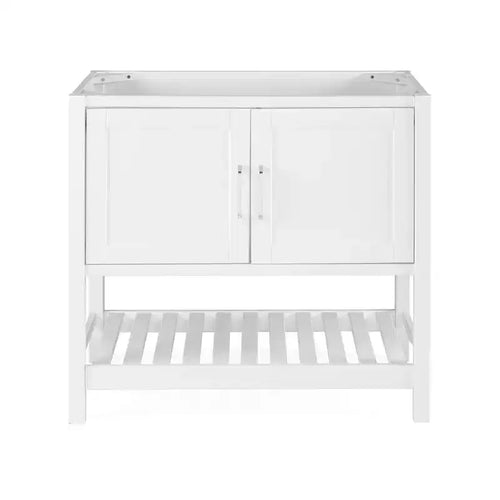 Alaterre Furniture Bennet 36 in. Bathroom Vanity without Top, Freestanding Shaker Cabinet with Soft-Close Doors and Slatted Bottom Shelf, White