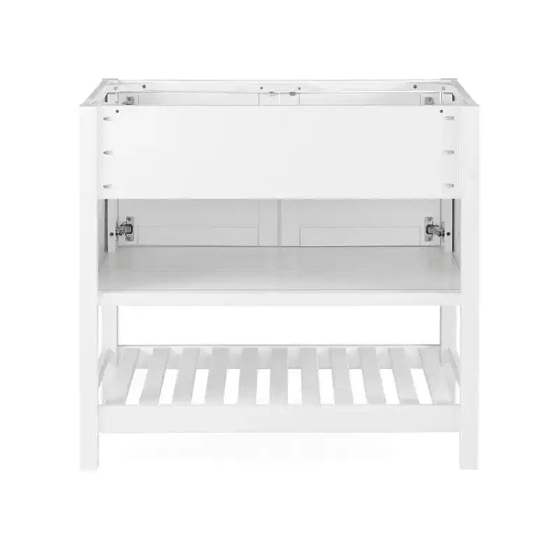 Mobile Bagno 36 pollici senza Piano, Mobiletto Freestanding Shaker con Ante a Chiusura Ammortizzata e Ripiano Inferiore a Doghe, Bianco