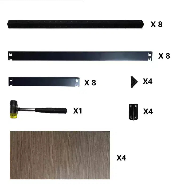 Scaffale nero regolabile a 4 ripiani in metallo e legno resistente, scaffale portaoggetti per garage, officina, senza bulloni, per libri, utensili da cucina