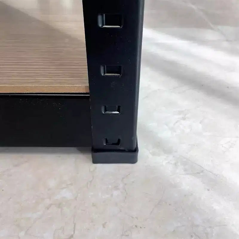 Scaffale nero regolabile a 4 ripiani in metallo e legno resistente, scaffale portaoggetti per garage, officina, senza bulloni, per libri, utensili da cucina