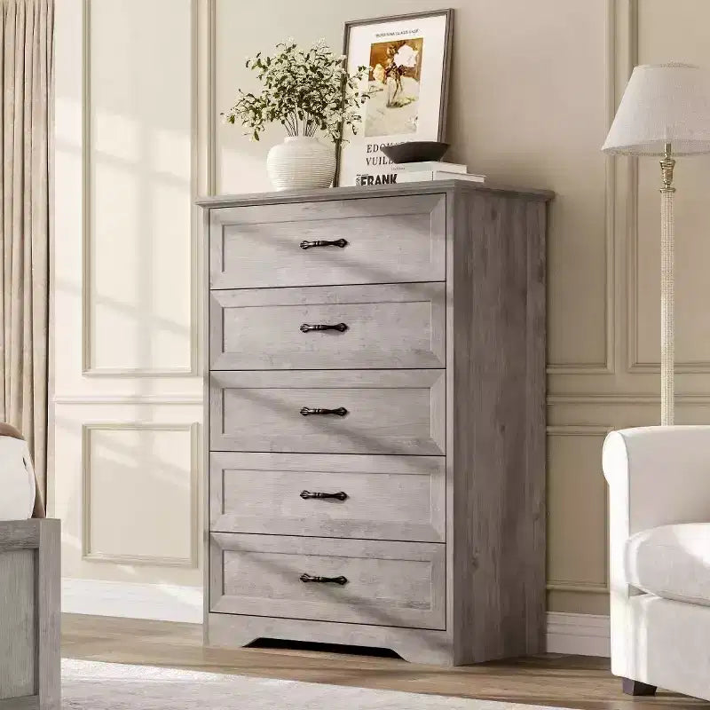Comò a 6 cassetti per camera da letto, Comodino con cassetti, Comò moderno in legno stile rustico, Organizzatore per ripostiglio