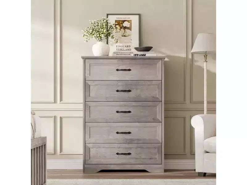 Comò a 6 cassetti per camera da letto, Comodino con cassetti, Comò moderno in legno stile rustico, Organizzatore per ripostiglio