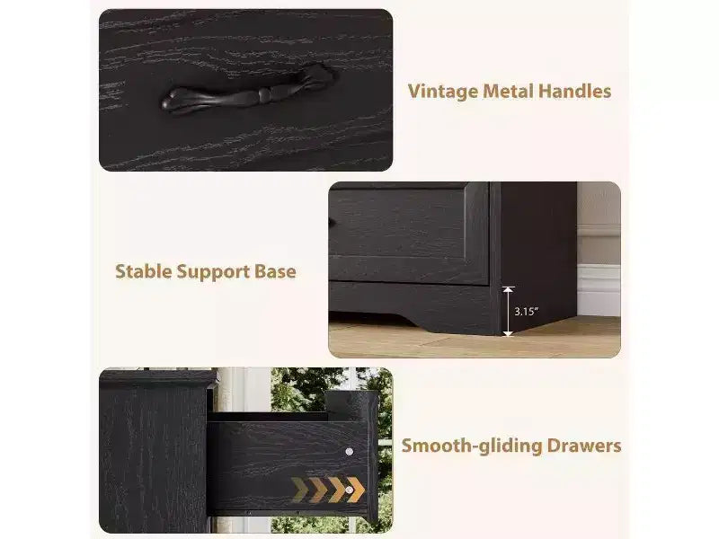 Comò a 6 cassetti per camera da letto, Comodino con cassetti, Comò moderno in legno stile rustico, Organizzatore per ripostiglio