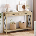 GustoWave Rattan Console Table for Entryway - Boho Entryway Table with Storage and Drawers, Small Entry Tables, 43''