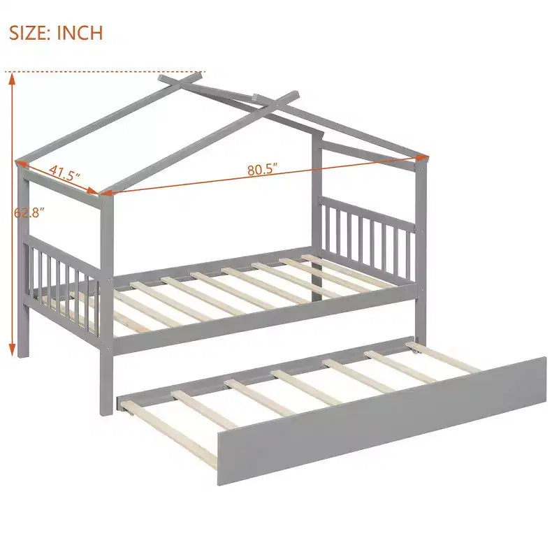 Letto a capanna in legno una piazza con letto estraibile una piazza