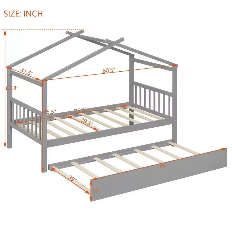 Letto a capanna in legno una piazza con letto estraibile una piazza