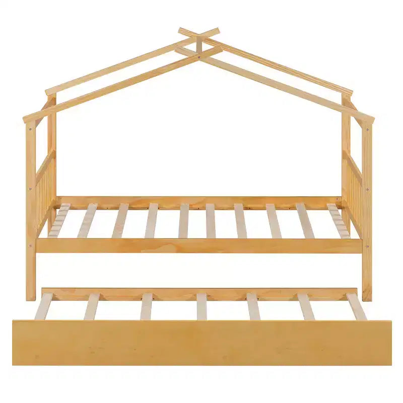 Letto a capanna in legno una piazza con letto estraibile una piazza