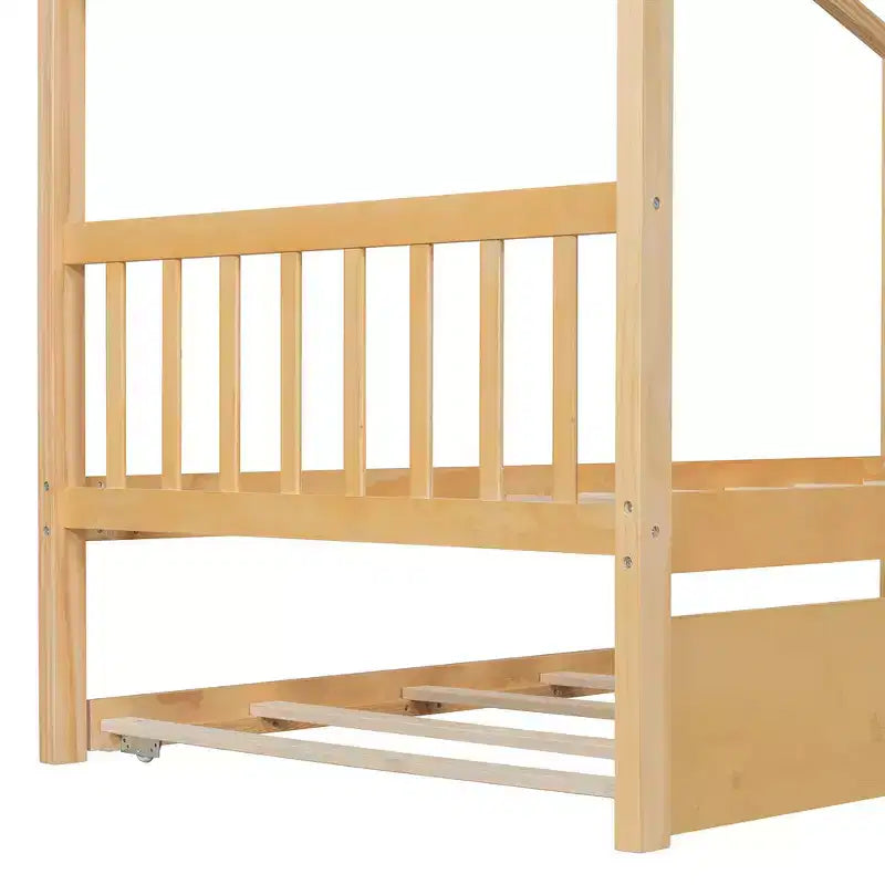 Letto a capanna in legno una piazza con letto estraibile una piazza