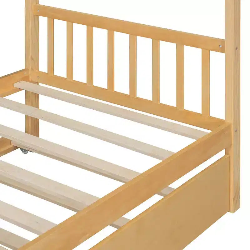 Letto a capanna in legno una piazza con letto estraibile una piazza