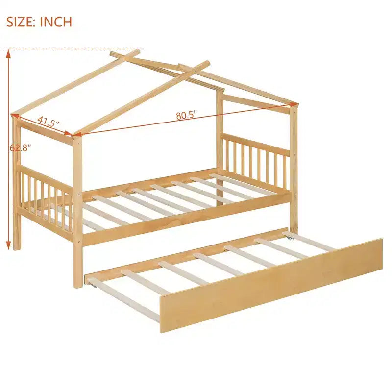 Letto a capanna in legno una piazza con letto estraibile una piazza