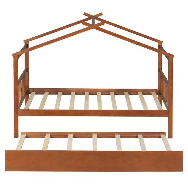 Letto a capanna in legno una piazza con letto estraibile una piazza