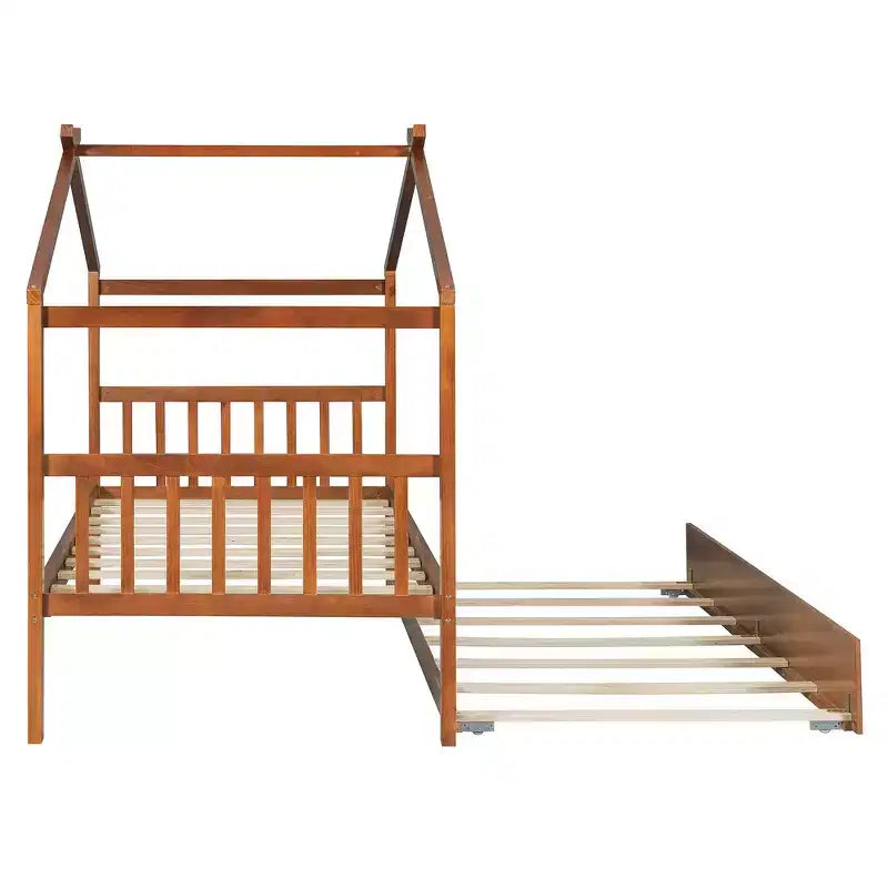 Letto a capanna in legno una piazza con letto estraibile una piazza