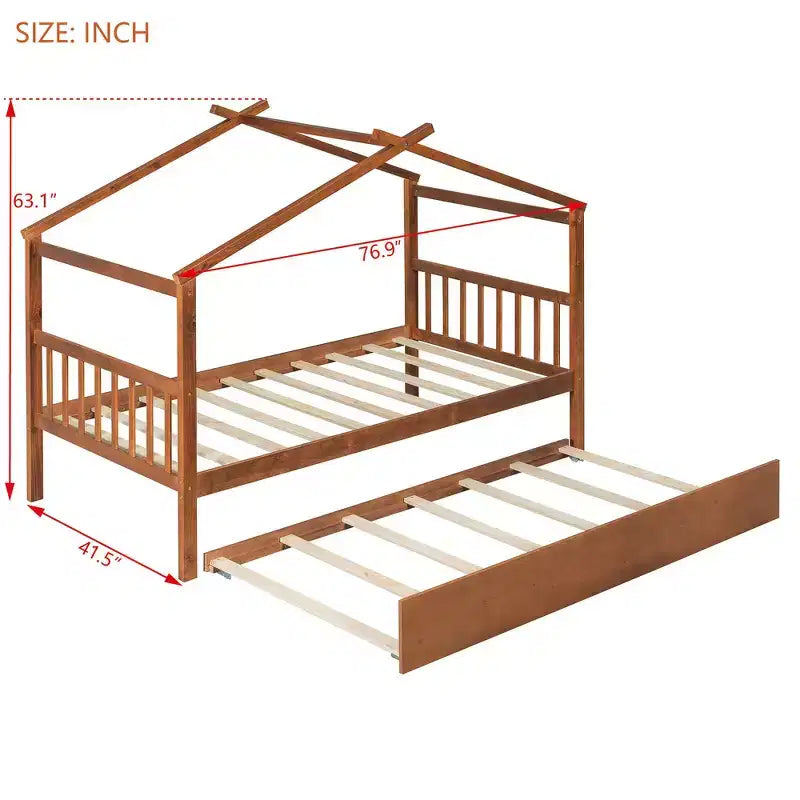 Letto a capanna in legno una piazza con letto estraibile una piazza