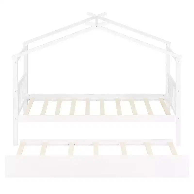 Letto a capanna in legno una piazza con letto estraibile una piazza