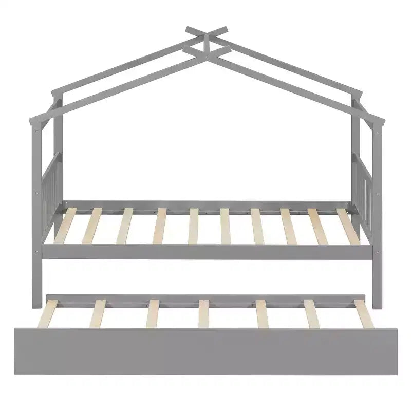 Letto a capanna in legno una piazza con letto estraibile una piazza