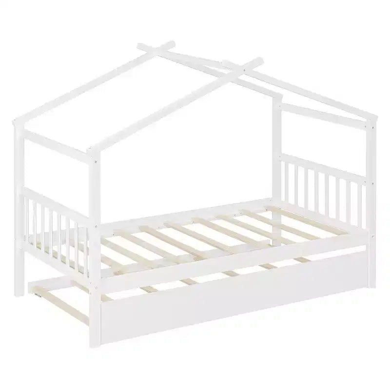 Letto a capanna in legno una piazza con letto estraibile una piazza