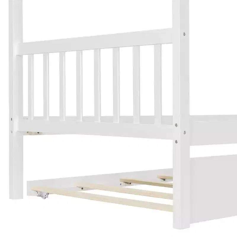 Letto a capanna in legno una piazza con letto estraibile una piazza