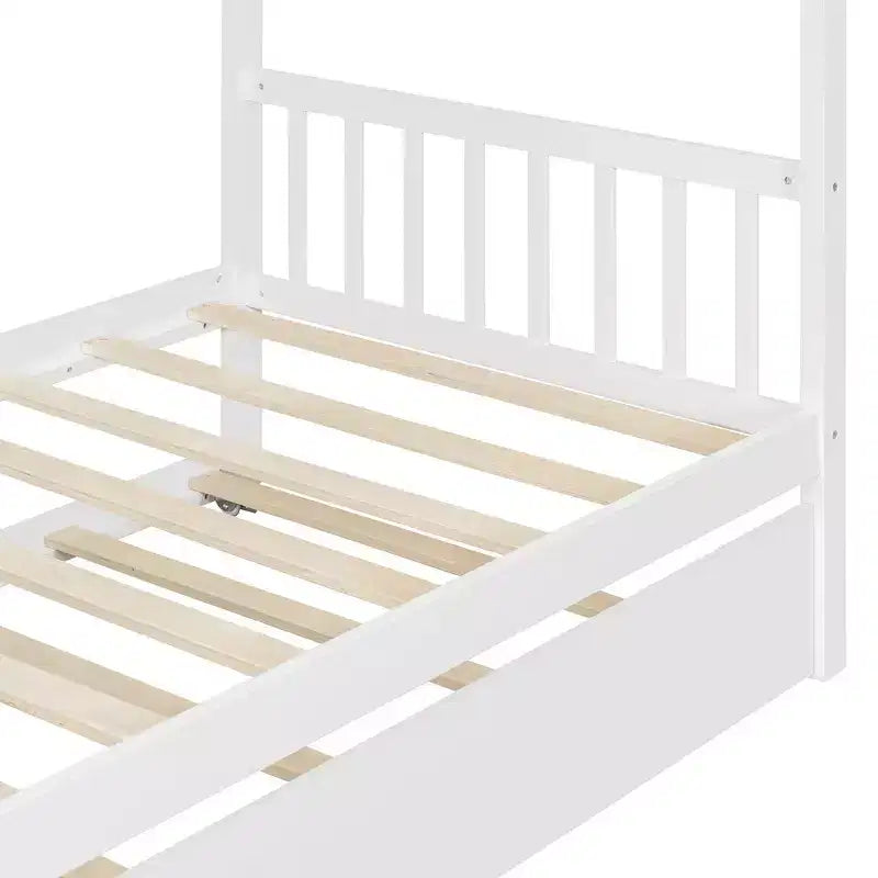 Letto a capanna in legno una piazza con letto estraibile una piazza