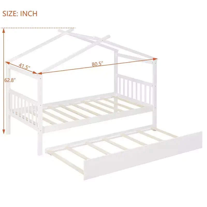 Letto a capanna in legno una piazza con letto estraibile una piazza