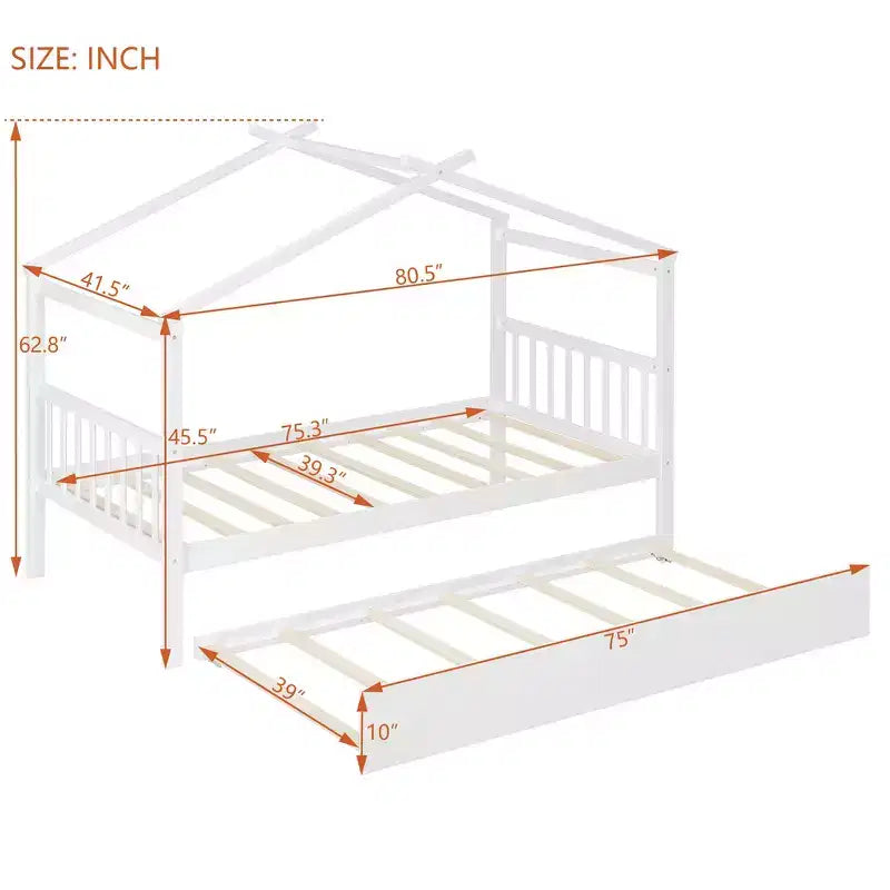 Letto a capanna in legno una piazza con letto estraibile una piazza