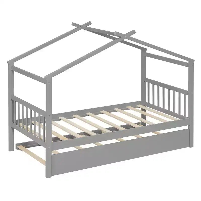 Letto a capanna in legno una piazza con letto estraibile una piazza